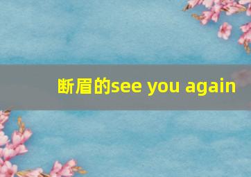 断眉的see you again